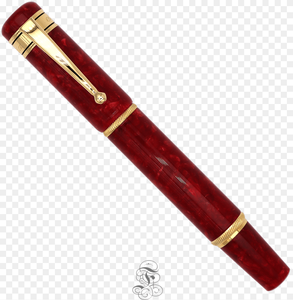 Santini Toscana Red Resin With Gold Brass, Pen, Fountain Pen, Cosmetics, Lipstick Free Transparent Png