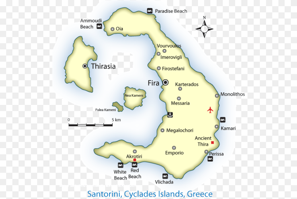 Santorini Map Temple Of Hephaestus Map, Chart, Plot, Atlas, Diagram Free Png