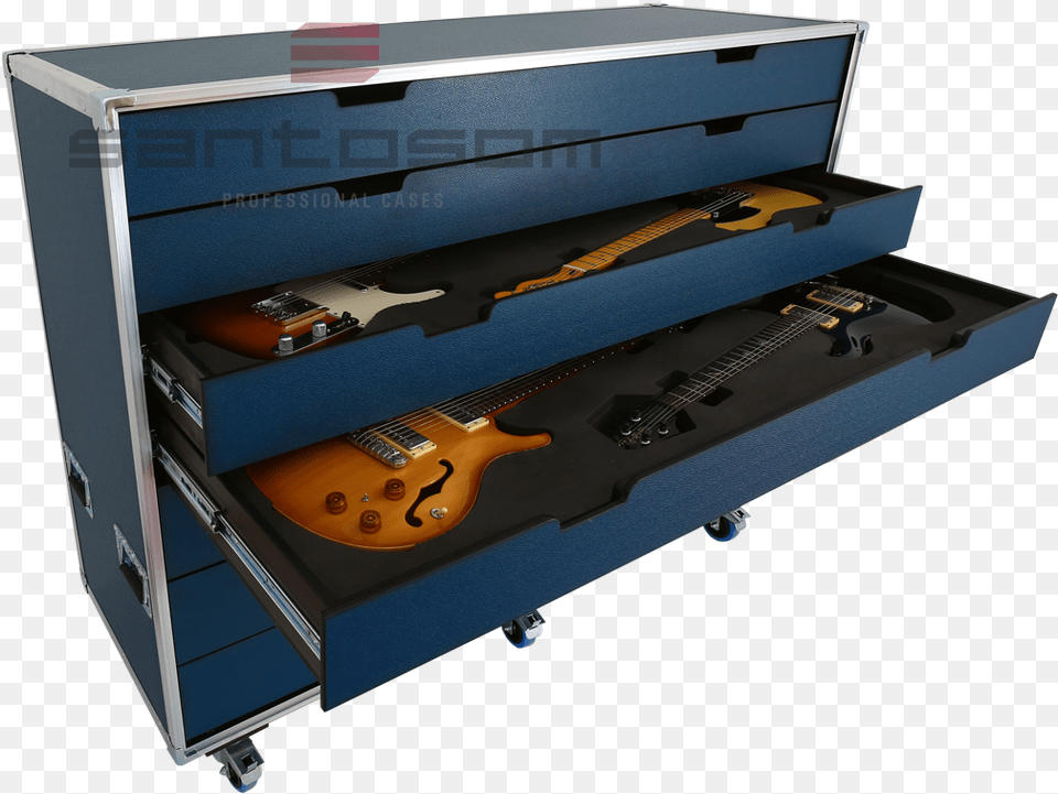 Santosom Flight Case Custom Made Pro Guitarras Flight Case Guitars Drawers, Drawer, Furniture, Guitar, Musical Instrument Png Image