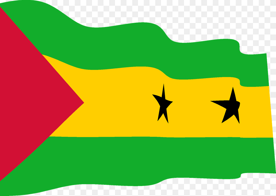 Sao Tome And Principe Wavy Flag Clipart, Star Symbol, Symbol Free Transparent Png