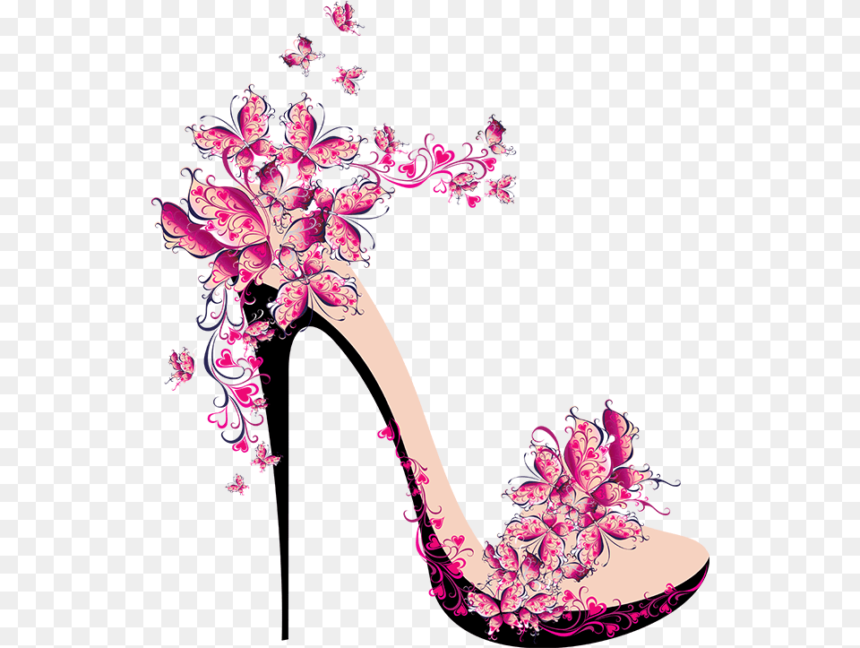 Sapato Com Borboletas Simbolo De La Feminidad, Art, Pattern, Graphics, Floral Design Free Png Download