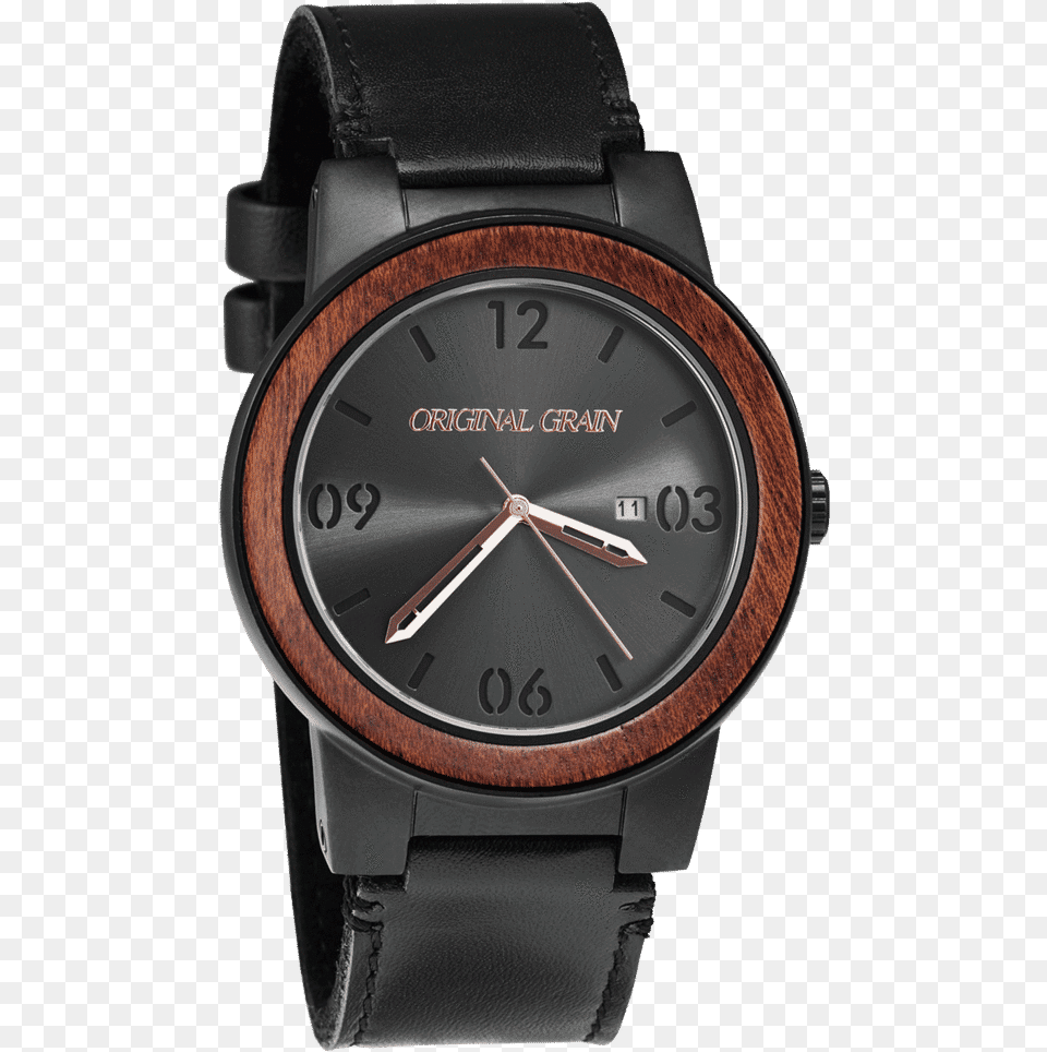 Sapele Black Leather Barrel 47mm Watch, Arm, Body Part, Person, Wristwatch Free Png Download