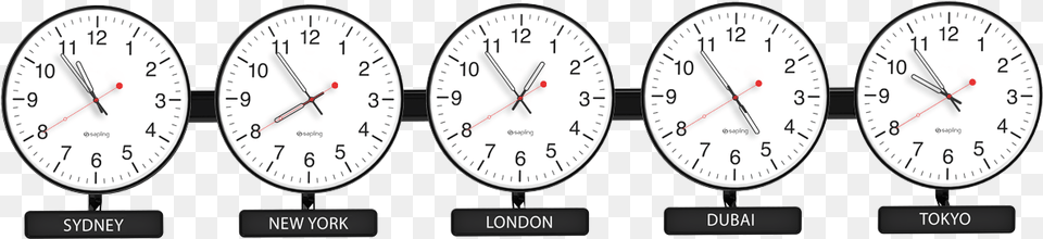 Sapling Round Analog Time Zone Clock 5 Time Zone Clock, Analog Clock, Wristwatch Free Png