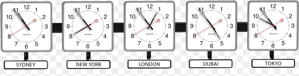Sapling Square Analog Time Zone Clock Wall Clock Name Plate, Analog Clock Free Png