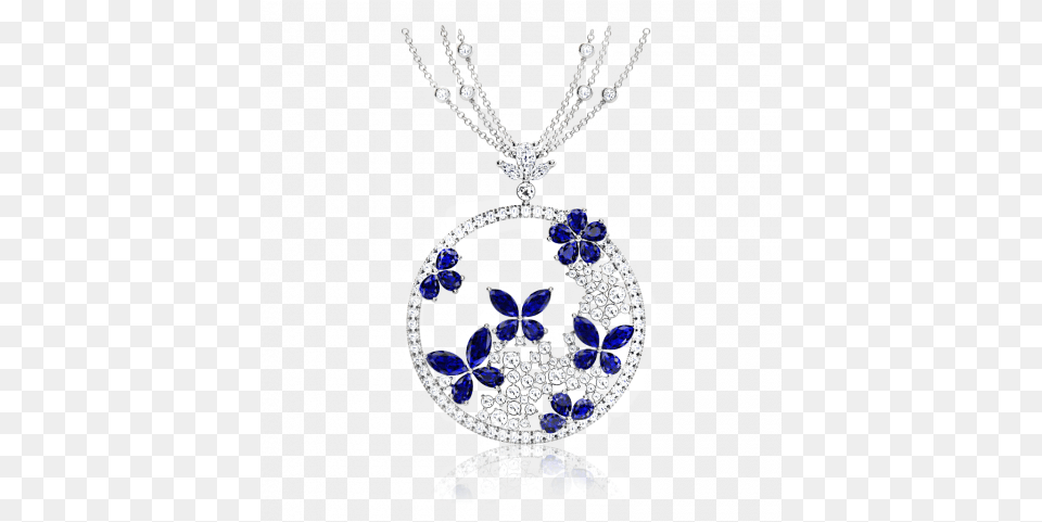 Sapphire Butterfly And Diamond Medallion Browns Jewellers, Accessories, Gemstone, Jewelry, Necklace Free Png