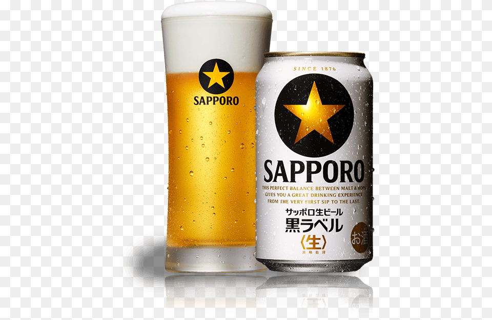 Sapporo Beer Can, Alcohol, Beverage, Glass, Lager Free Transparent Png