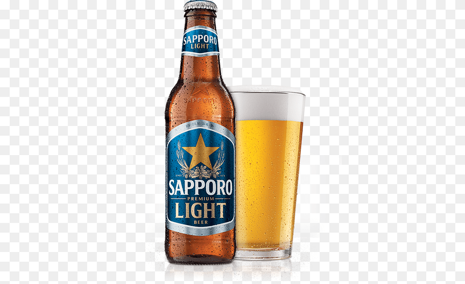 Sapporo Premium Light Beer Sapporo Light, Alcohol, Lager, Beverage, Bottle Png