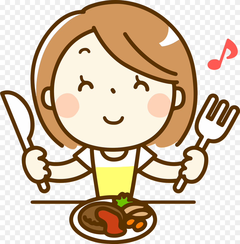 Sara Woman Is Eating A Meal Clipart, Cutlery, Fork, Cream, Dessert Free Png