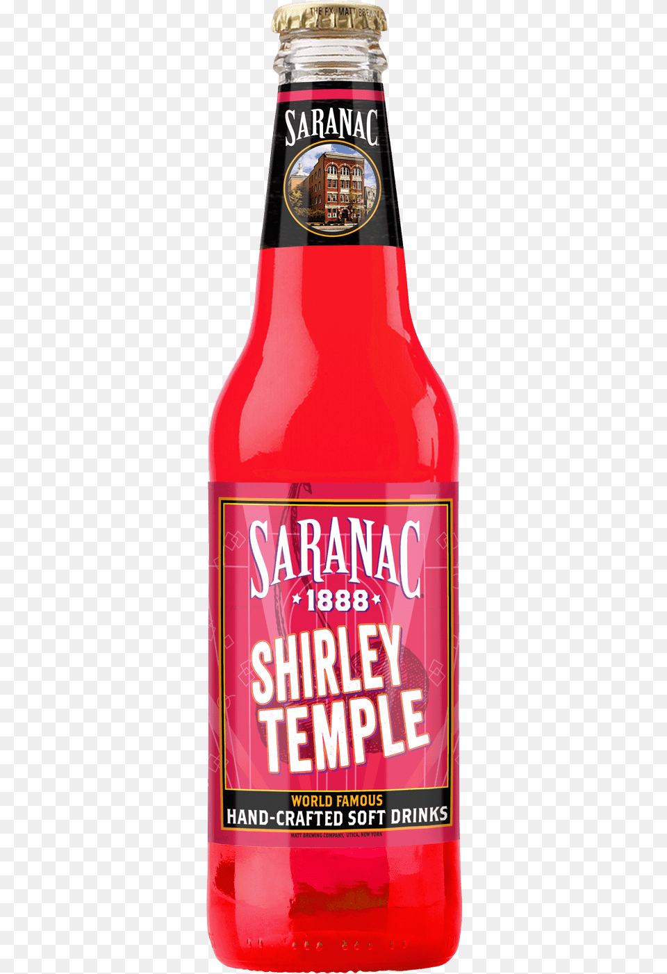 Saranac 1888 Shirley Temple Bottle Saranac Soda, Alcohol, Beer, Beverage, Food Png Image