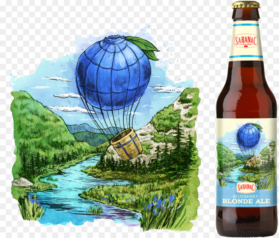 Saranac Blueberry Blonde, Alcohol, Beer, Beer Bottle, Beverage Free Png