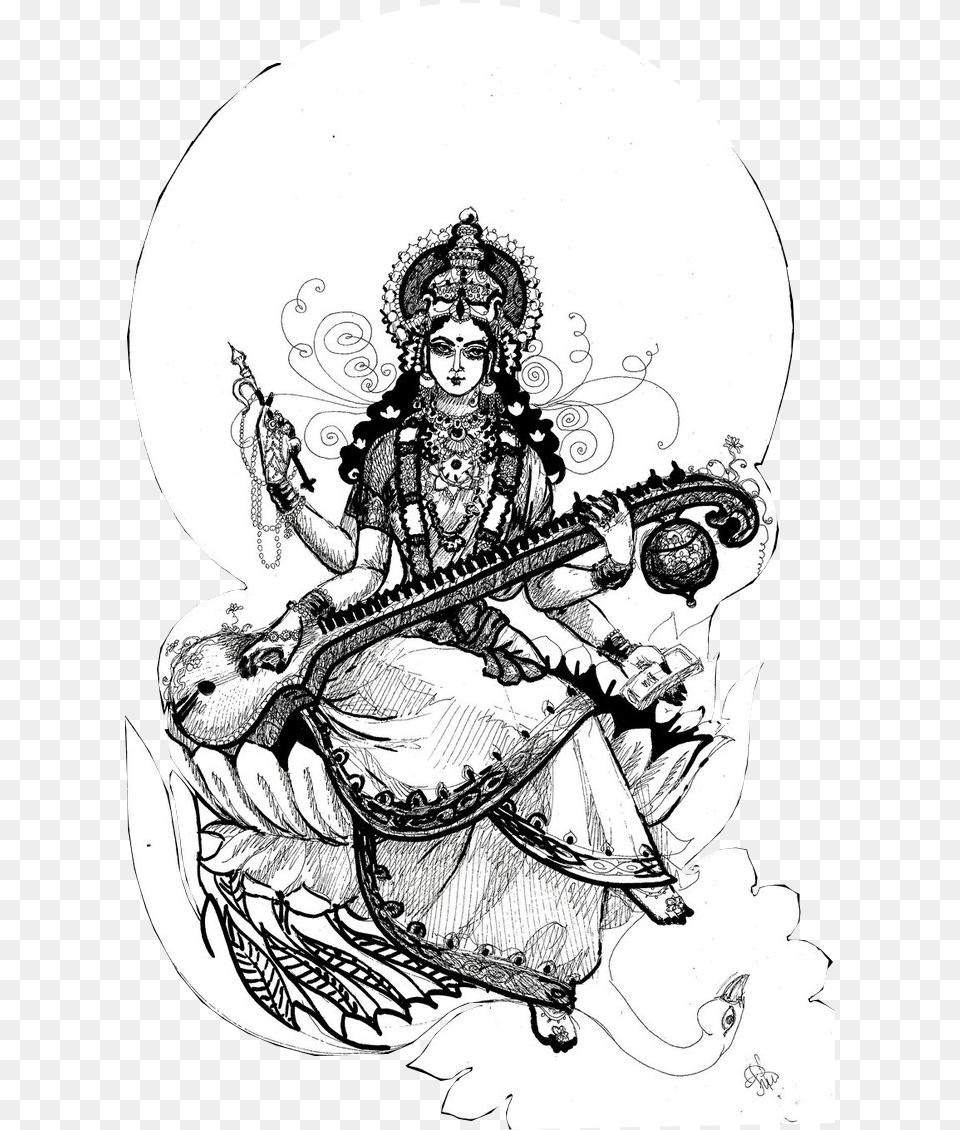 Sarasvati River Rigveda Goddess Line Art Saraswati Maa, Adult, Wedding, Person, Female Free Png
