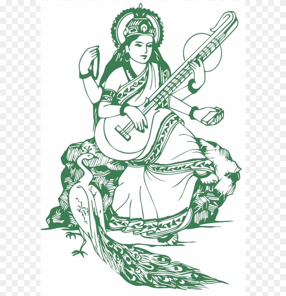 Saraswati Black And White, Art, Drawing, Person, Face Free Transparent Png