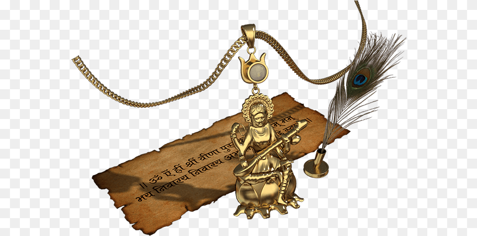 Saraswati Gold Pendant, Accessories, Treasure, Bronze, Jewelry Free Png Download