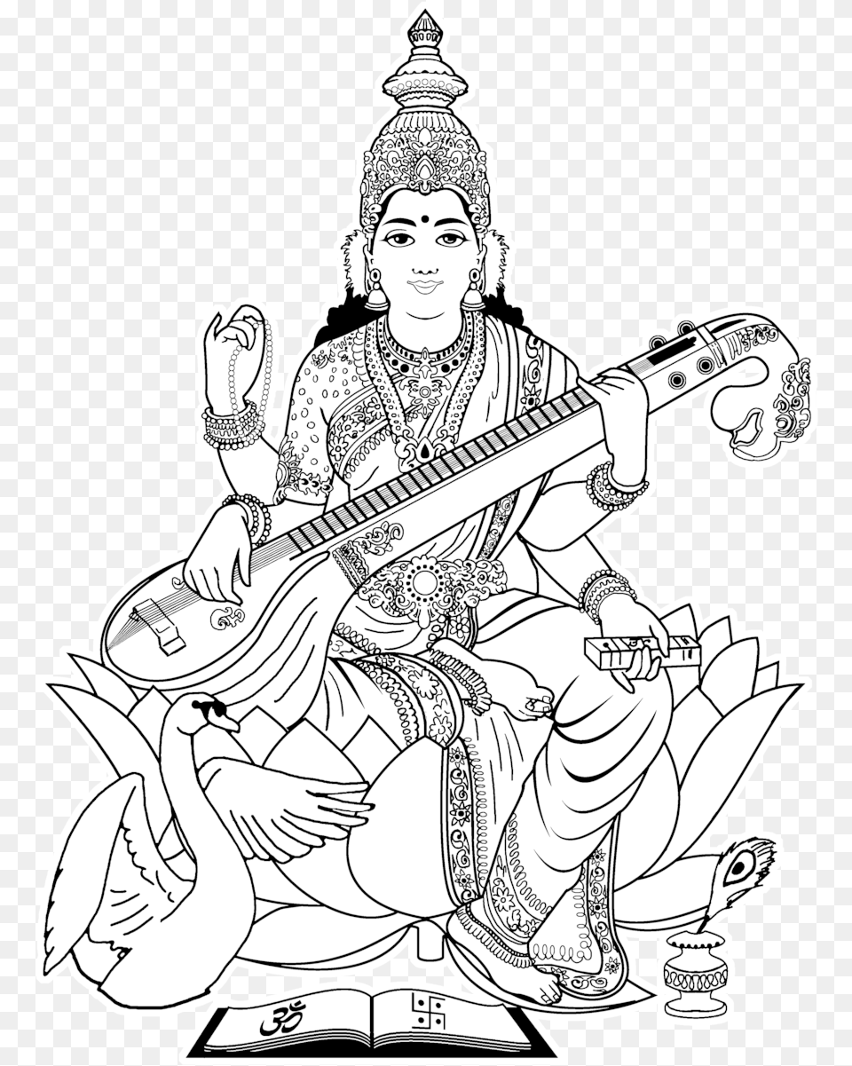 Saraswati Sarswati Maa Clipart, Art, Person, Drawing, Face Free Transparent Png