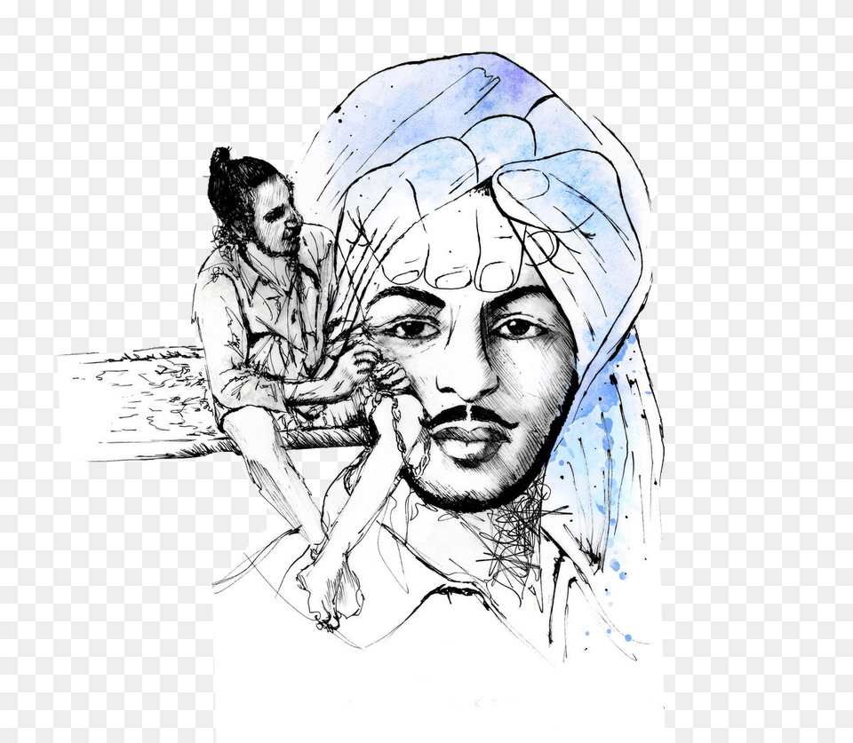 Sardar Bhagat Singh Sketch, Art, Drawing, Adult, Male Png