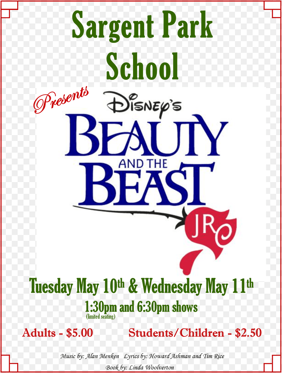 Sargent Park Will Be Presenting The Musical Beauty Beauty And The Beast Jr, Advertisement, Poster, Book, Publication Free Png Download