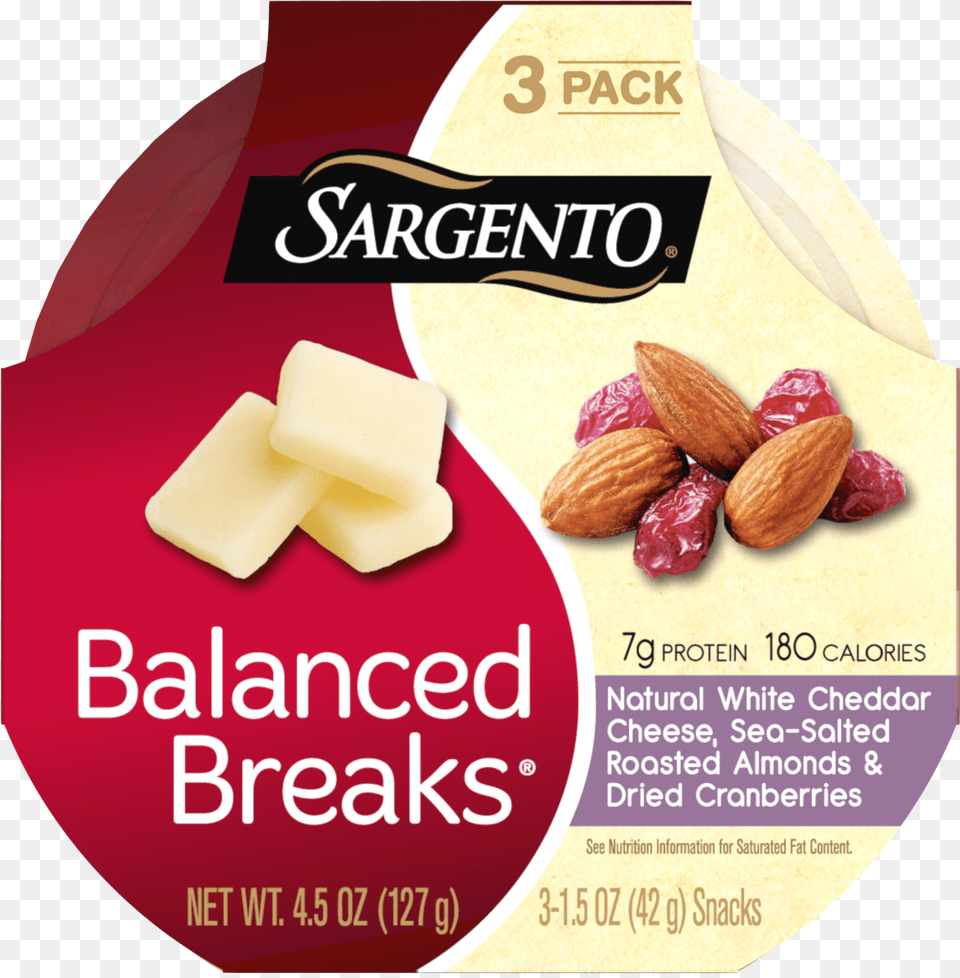 Sargento Balanced Breaks Natural White Cheddar Cheese Sargento Sweet Balanced Breaks, Almond, Food, Grain, Produce Png