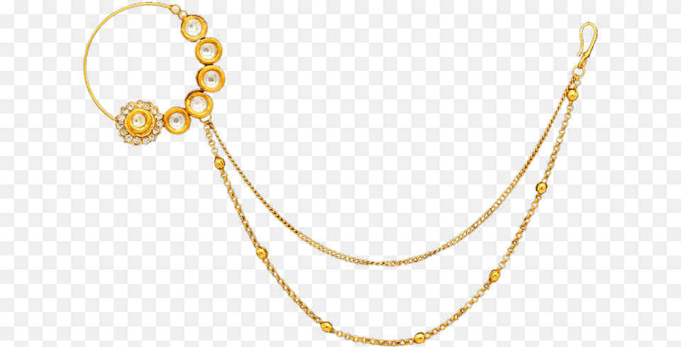 Sarita Nose Ring Chain, Accessories, Jewelry, Necklace, Gold Png Image