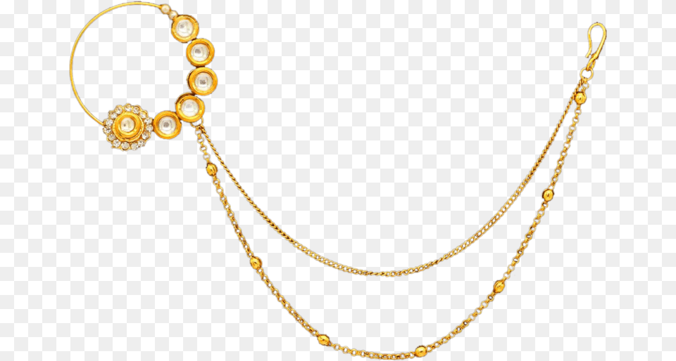 Sarita Nose Ring Nose To Ear Chain, Accessories, Jewelry, Necklace, Gold Png