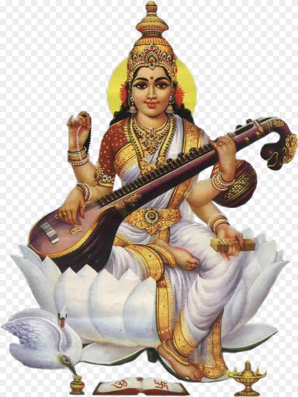 Sarswati Pooja 2019 About Pooja Vidhi Benefits Beliefs, Adult, Wedding, Person, Musical Instrument Png