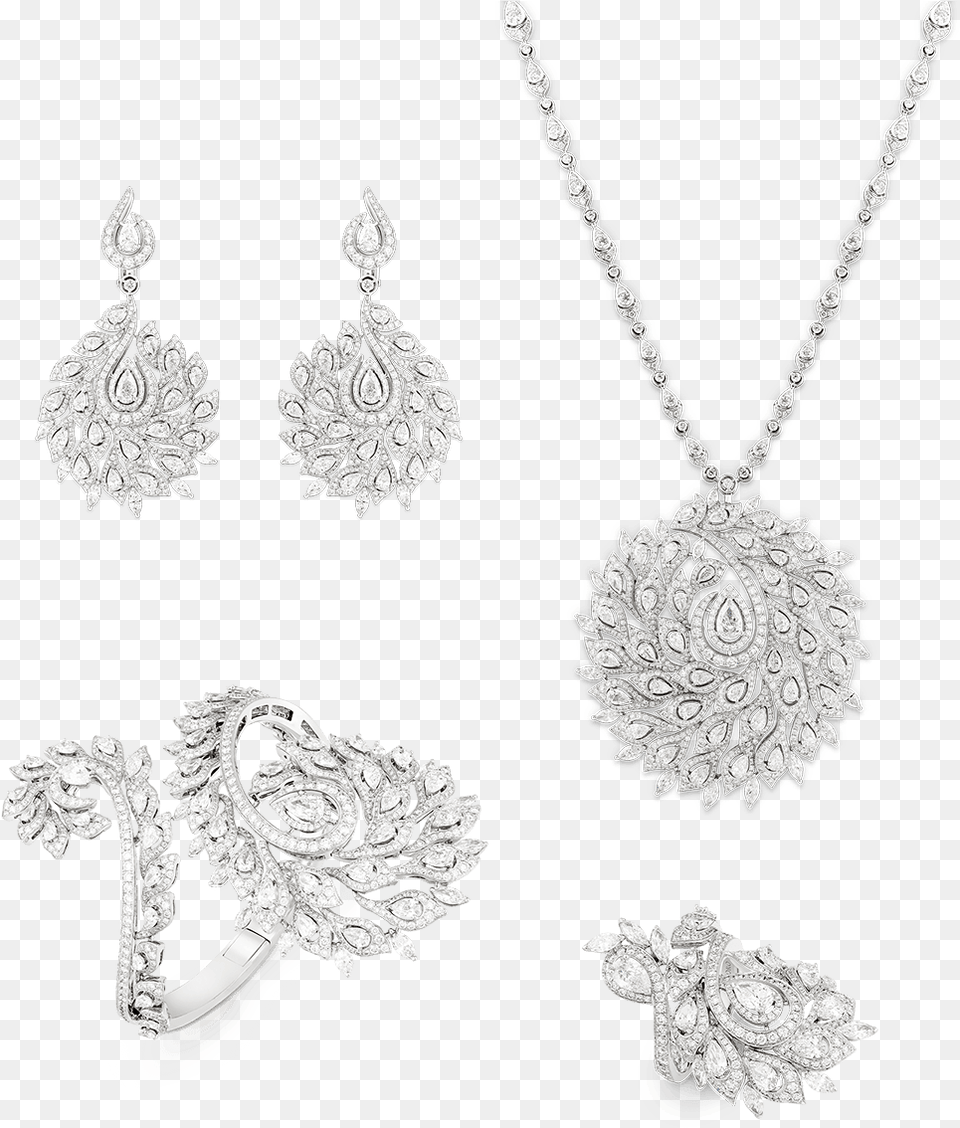 Sartoro Peacock 4 High Jewelry Set Locket, Accessories, Earring, Necklace, Diamond Png Image