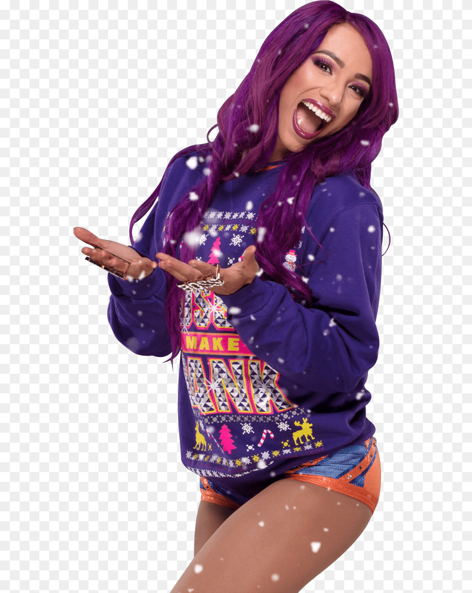 Sasha Banks Lineart Sasha Banks Christmas Sweater, Adult, Purple, Person, Woman Free Transparent Png