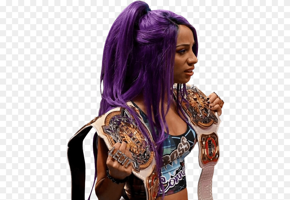 Sashabanks Mercedeskv Bossbanks Bankonit Bossandhugconn Sasha Banks Raw 2019, Adult, Purple, Person, Female Free Transparent Png