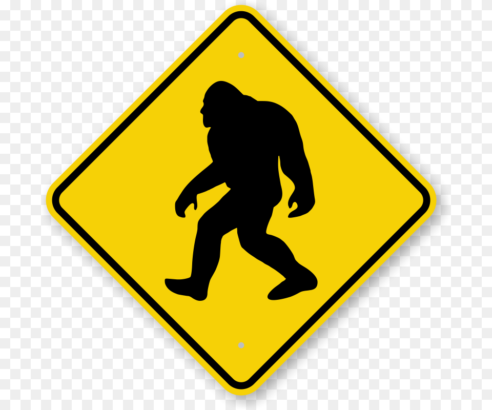 Sasquatch Crossing Sign, Symbol, Adult, Male, Man Free Png