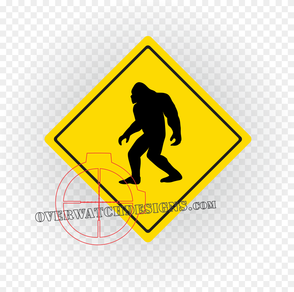 Sasquatch Crossing Street Sign Sticker S Turn Road Sign, Symbol, Plate, Adult, Male Png