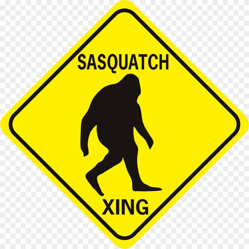 Sasquatch Xing Diamond Winding Right Road Signs, Sign, Symbol, Adult, Male Free Transparent Png