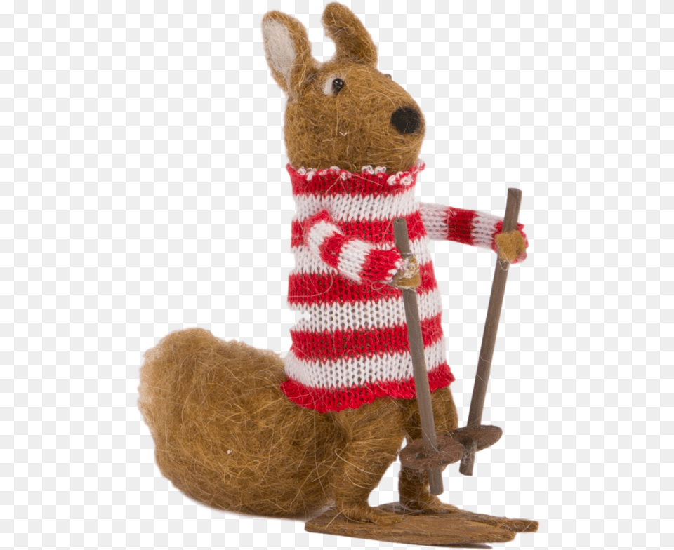 Sass And Belle Felt Skiing Squirrel Christmas Tree Felt Skiing Squirrel Christmas Decoration, Toy, Teddy Bear, Figurine, Mammal Free Png Download