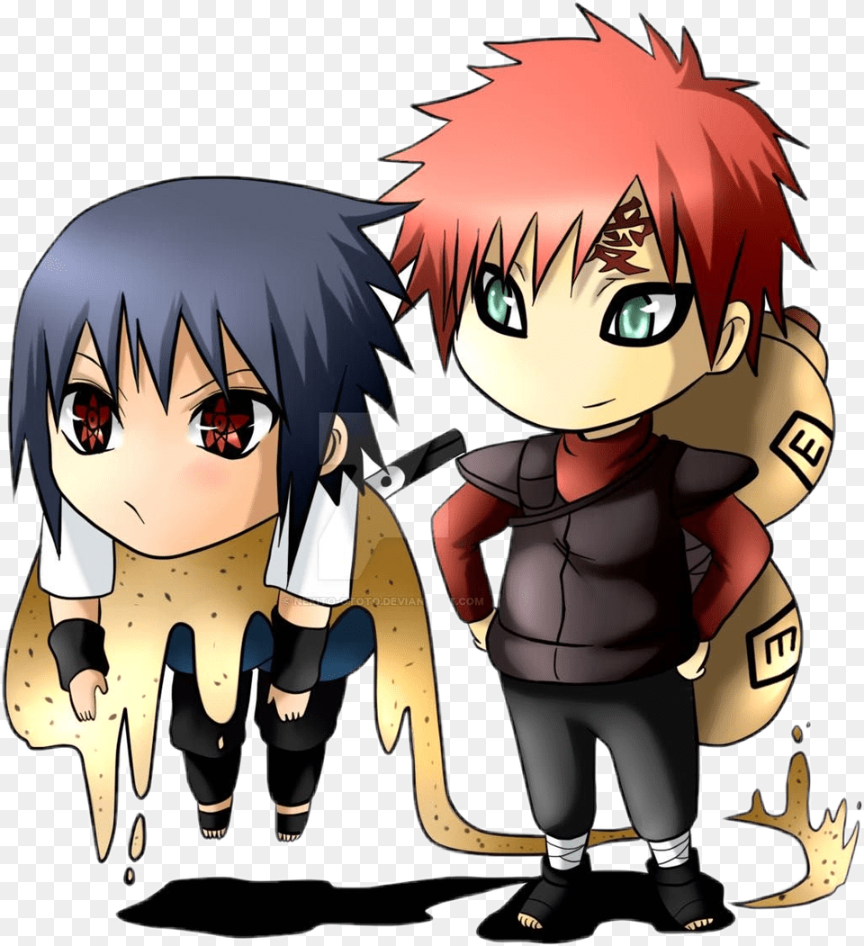 Sasuke And Garra From Naruto Shippuden Sasuke Y Gaara Chibi, Book, Comics, Publication, Anime Png