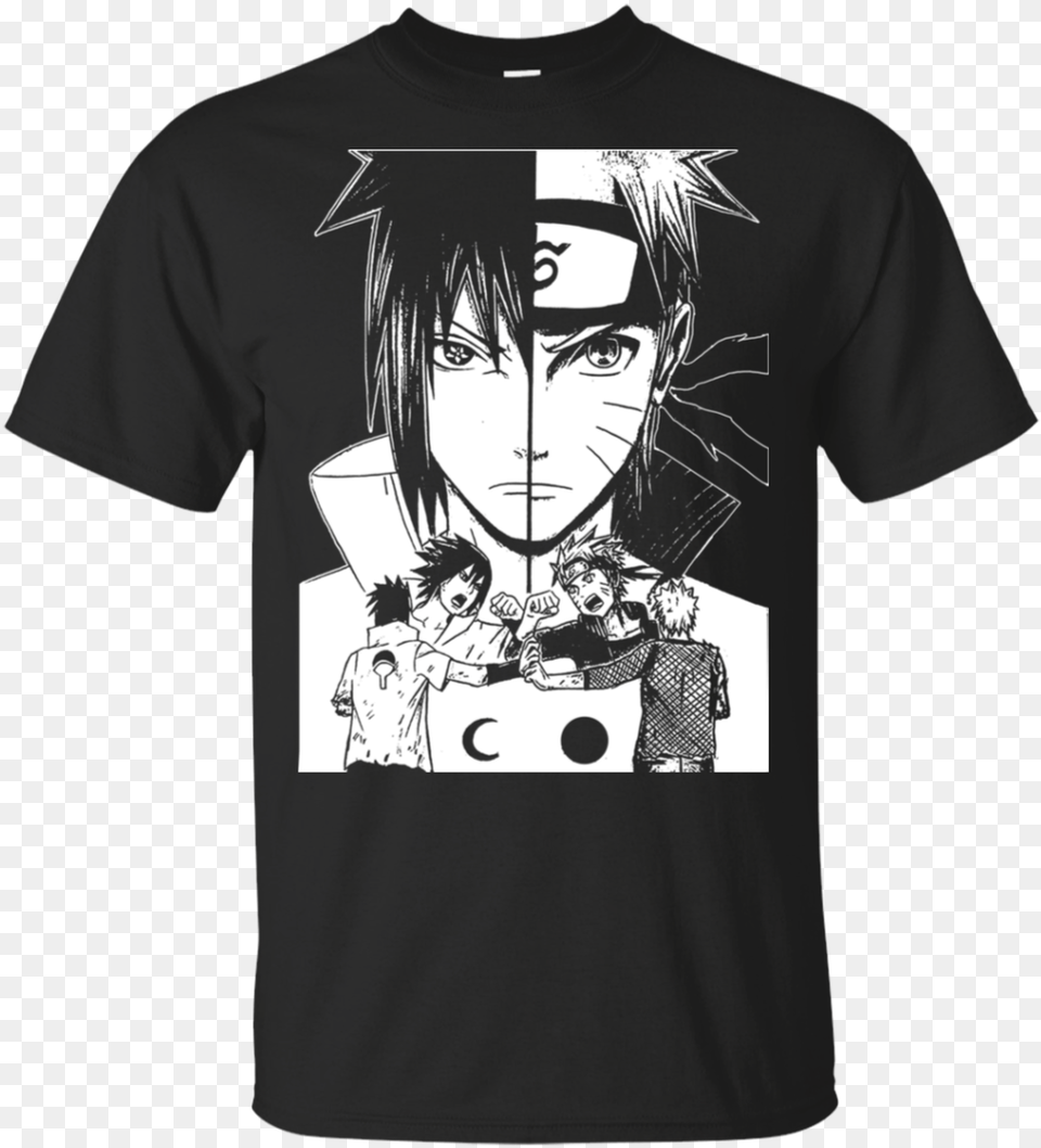 Sasuke And Naruto Half Face Each T Shirt For Fan Lt04 Music Is Life Shirt, T-shirt, Publication, Book, Clothing Free Png Download