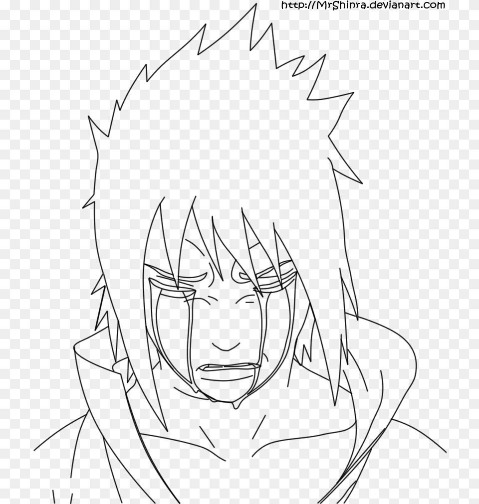 Sasuke Cry Lineart By Mrshinra Sasuke Crying Drawing, Gray Free Png Download