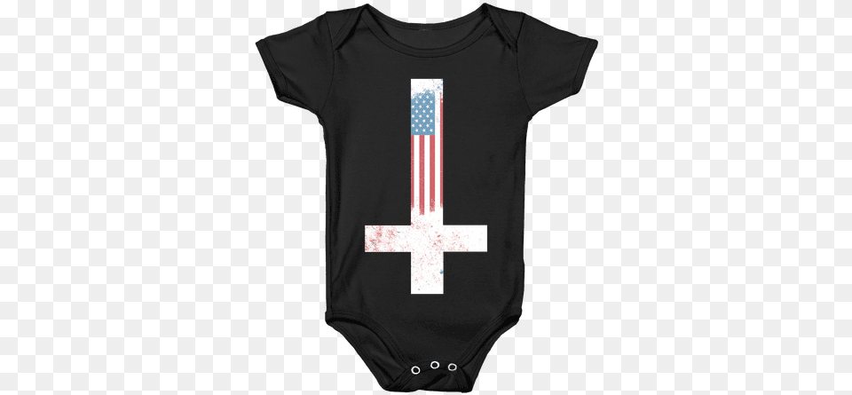 Satanic America Baby Onesy Weed Onesie Baby, Clothing, Cross, Symbol, T-shirt Png Image
