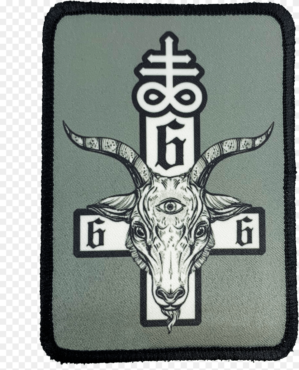 Satanic Cross Iron On Patch Emblem, Symbol, Logo, Animal, Antelope Free Png Download