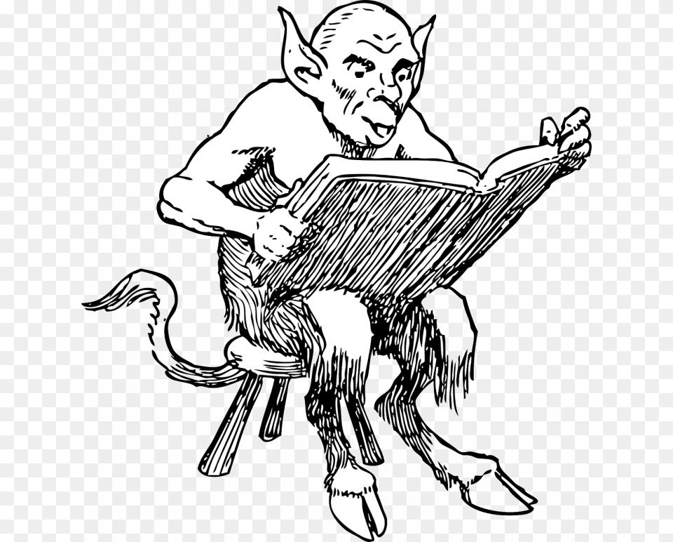 Satanic Pentagram Coloring Pages Devil Reading A Book, Art, Adult, Male, Man Png Image