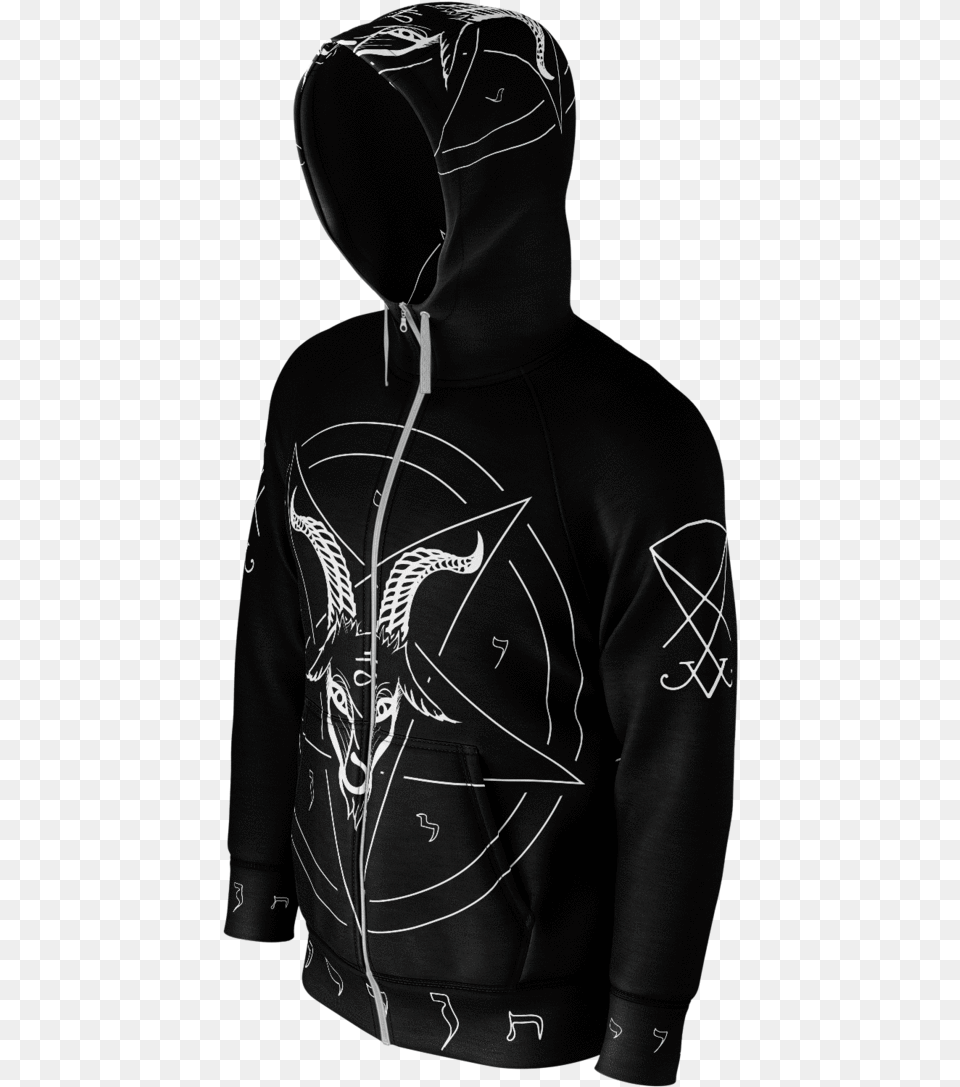 Satanist Baphomet Pentagram Sigil Of Lucifer Hoodie Hoodie, Clothing, Hood, Knitwear, Sweater Png Image