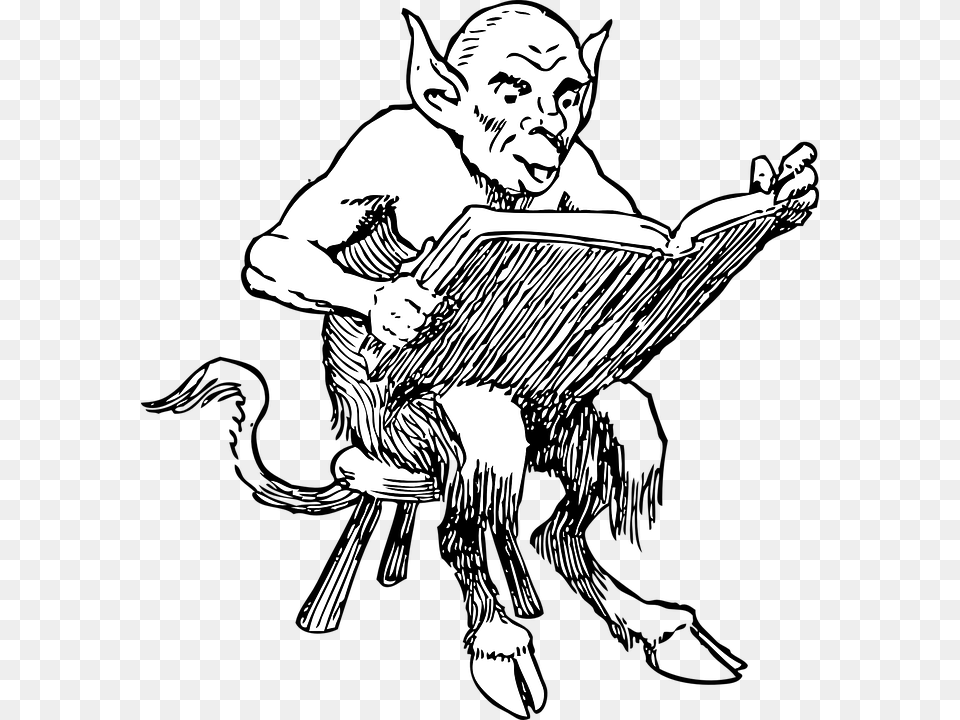 Satans Lucifer Libro Demonio Diablo Leer Demon Reading A Book, Art, Baby, Person, Drawing Free Png Download