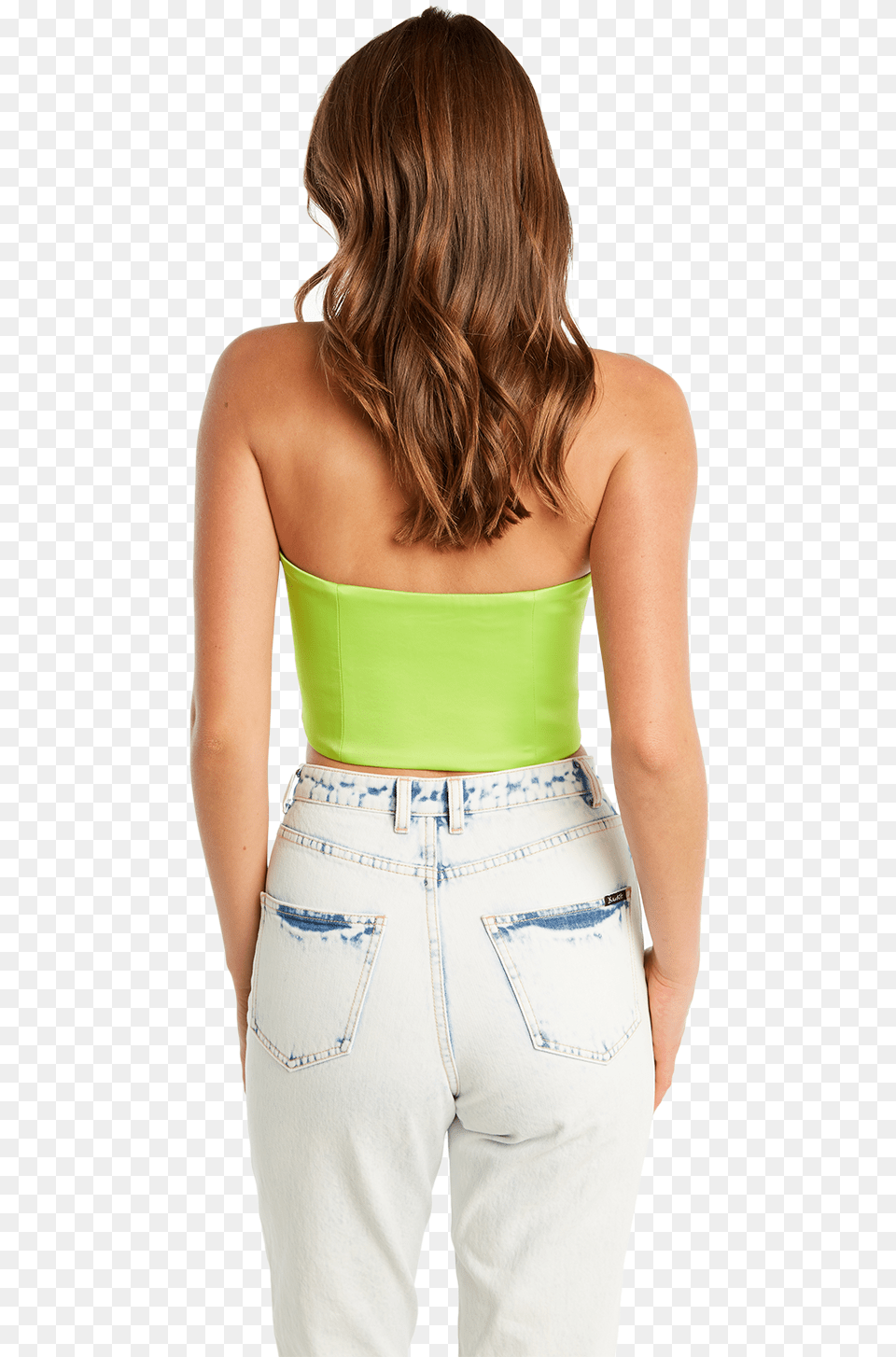 Sateen Bustier In Colour Green Flash Girl, Person, Back, Pants, Body Part Free Png Download