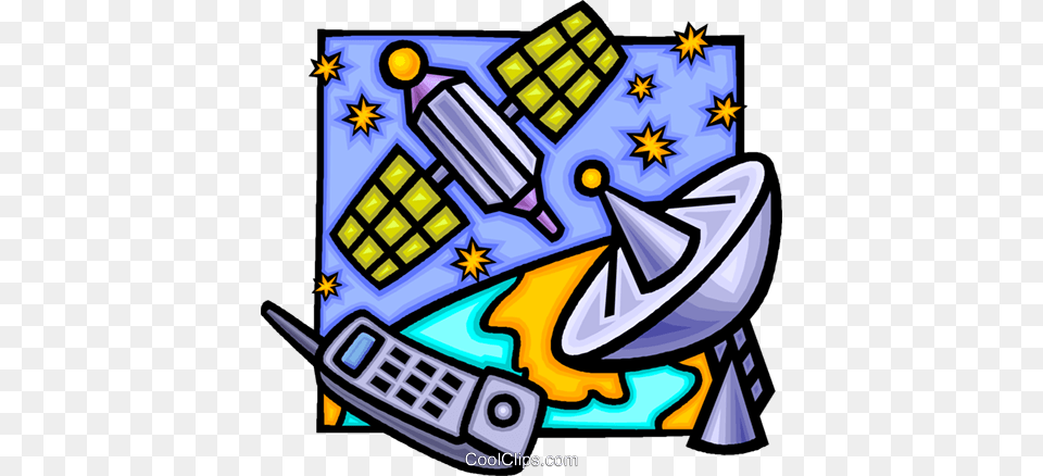 Satellite Dish With Cell Phone Royalty Vector Clip Art, Graphics, Bulldozer, Machine Free Png