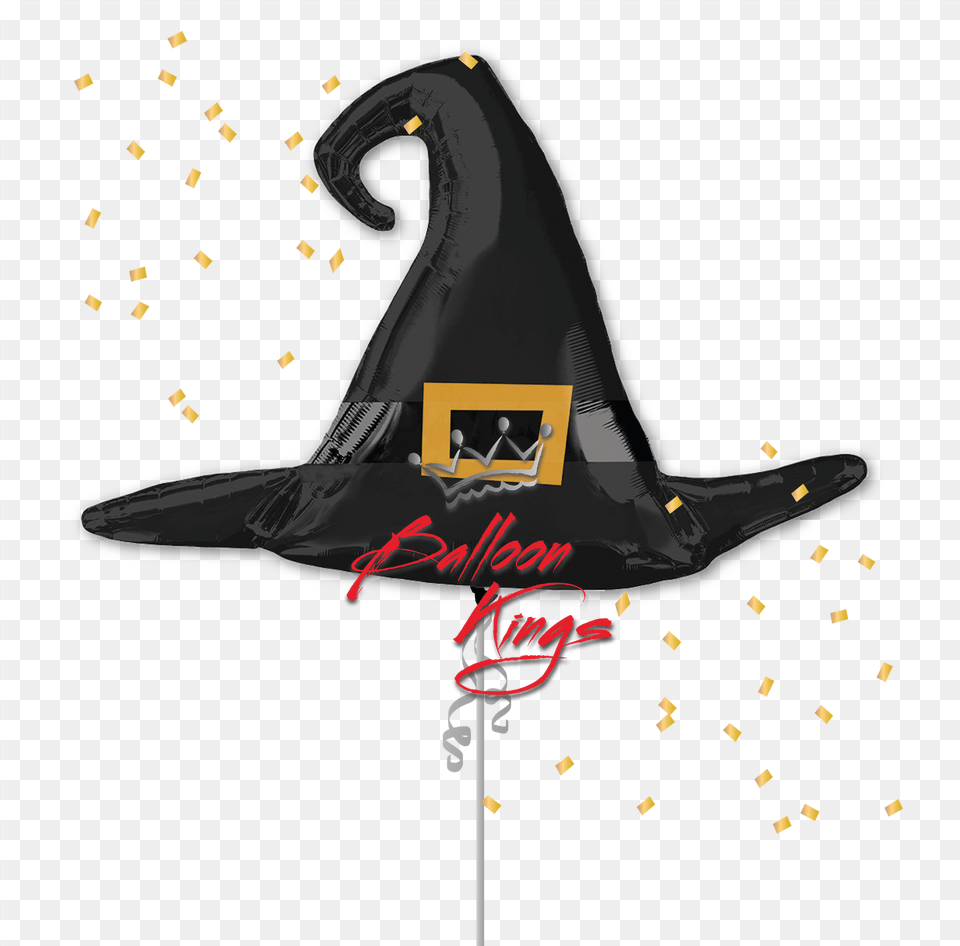 Satin Black Witch Hat Gorro De La Bruja, Clothing, Aircraft, Airplane, Transportation Png Image
