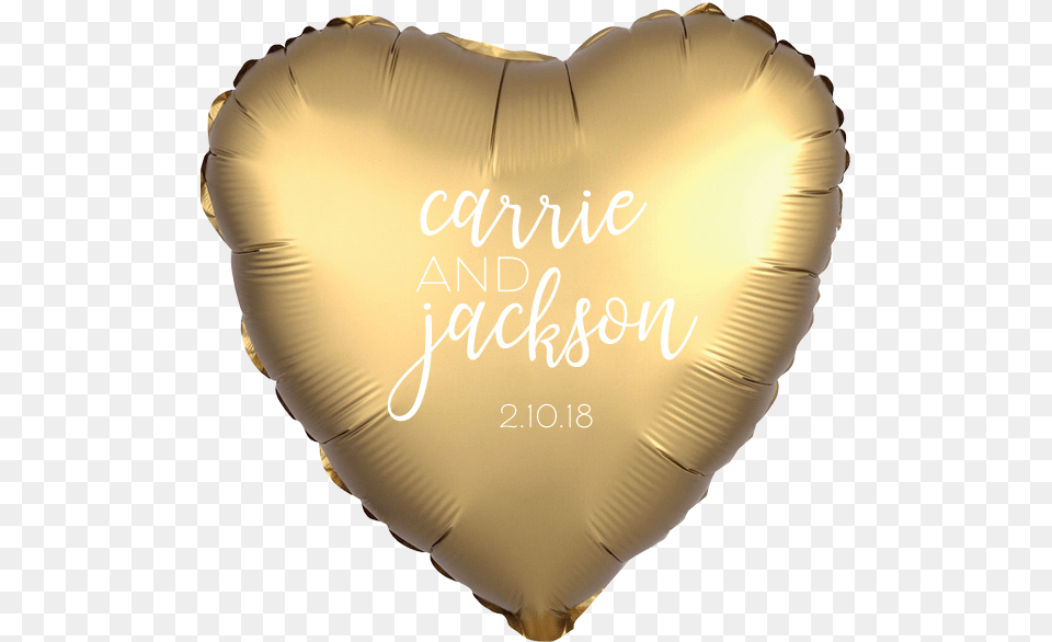 Satin Heart Balloon Gold Png