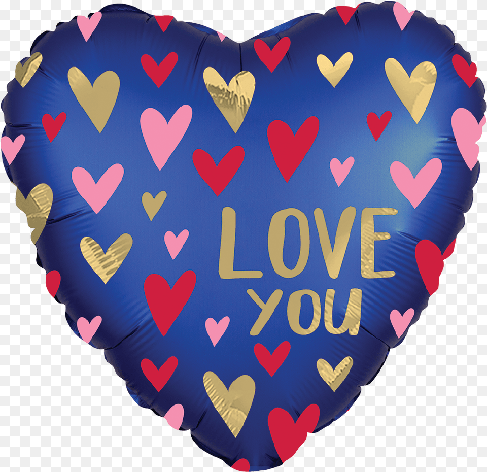 Satin Navy Amp Gold Love Foil Balloon, Heart, Symbol Free Transparent Png