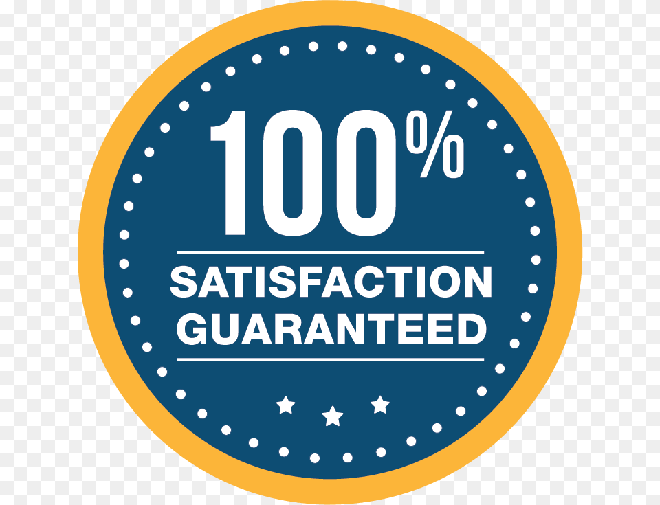 Satisfaction Badge 100 Satisfaction Guaranteed Badge Blue, Logo, Disk Free Png