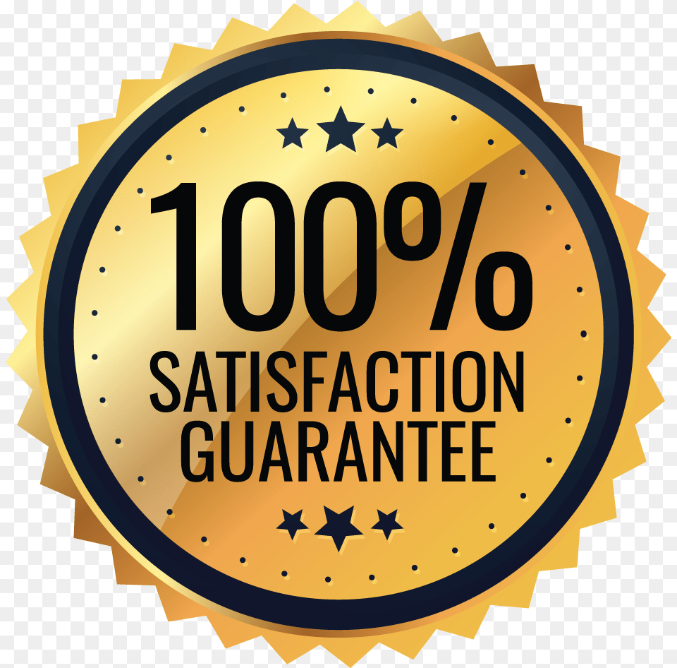 Satisfaction Guarantee 100 Satisfaction Dot, Badge, Logo, Symbol, Gold Png Image