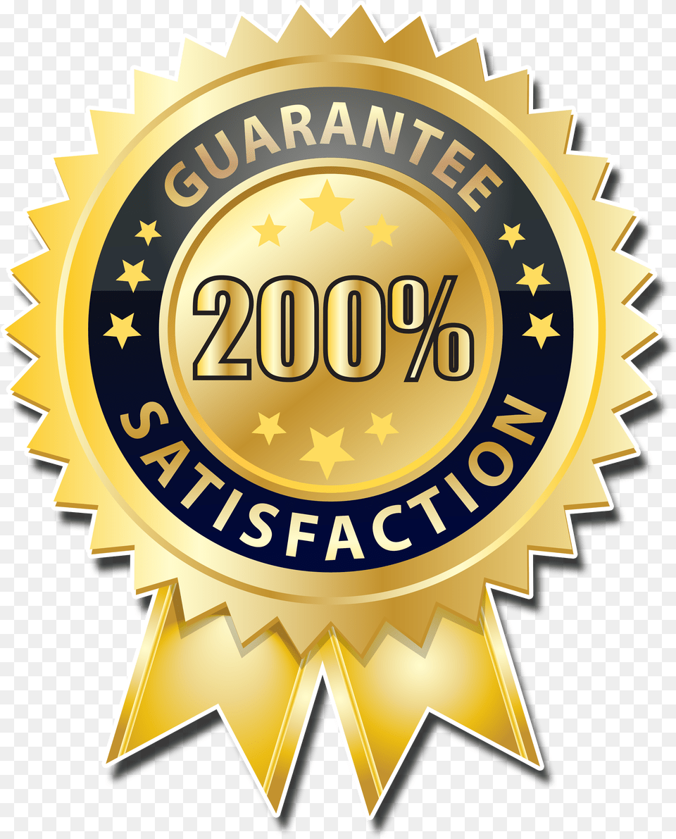 Satisfaction Guarantee Logo 100 Satisfaction Guaranteed, Badge, Symbol, Gold, Dynamite Free Transparent Png