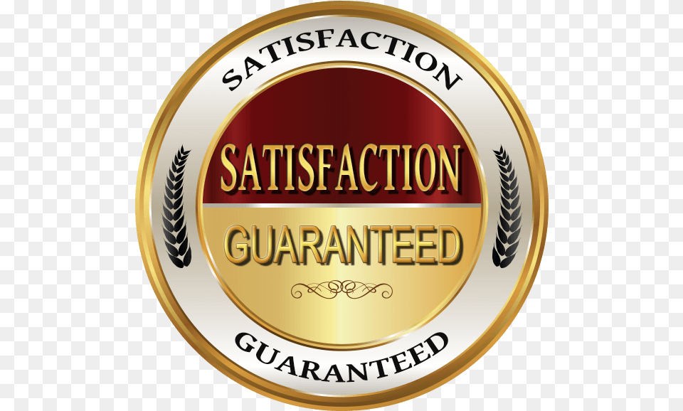 Satisfaction Guaranteed Label, Badge, Logo, Symbol, Gold Png Image