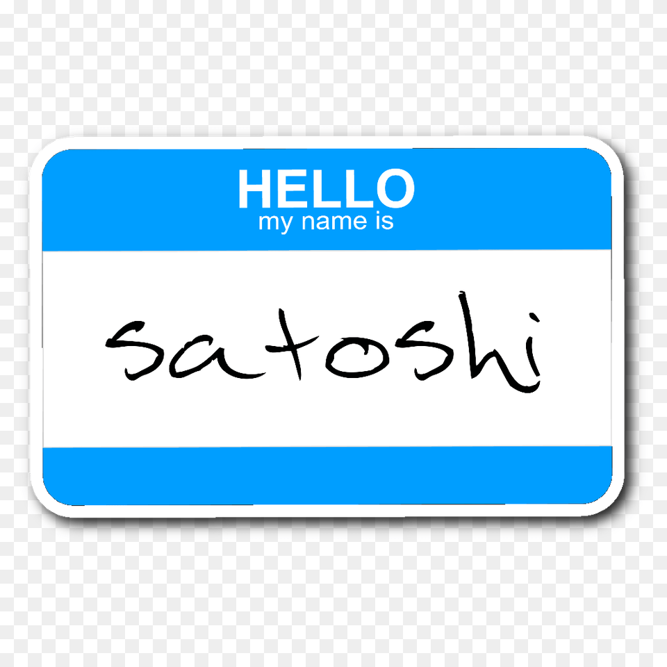 Satoshi Name Tag Sticker Bitninja Supply, Text, Handwriting Free Png