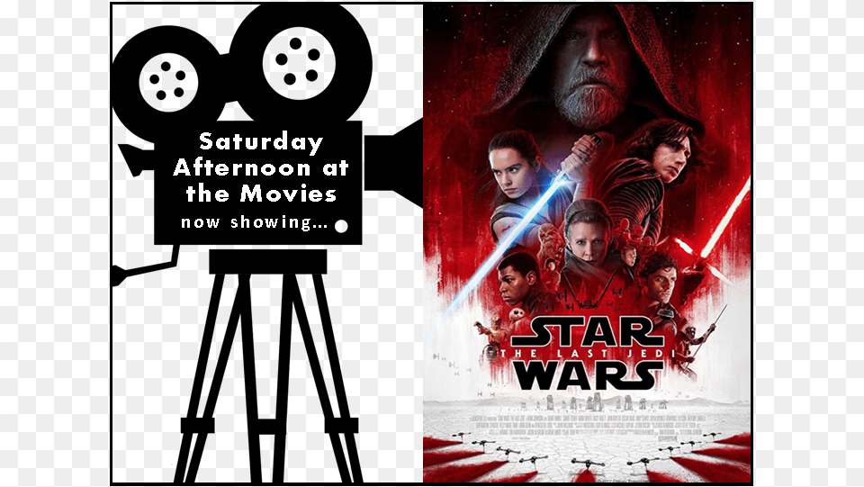 Saturday Afternoon At The Movies Logo Featuring The Movie Camera Clipart, Advertisement, Poster, Adult, Man Free Transparent Png